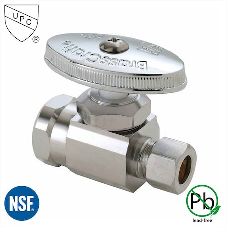 Thrifco Plumbing 1/2 Inch FIP x 3/8 Inch Comp Multi Turn Brass Angle Stop Valve 4405467